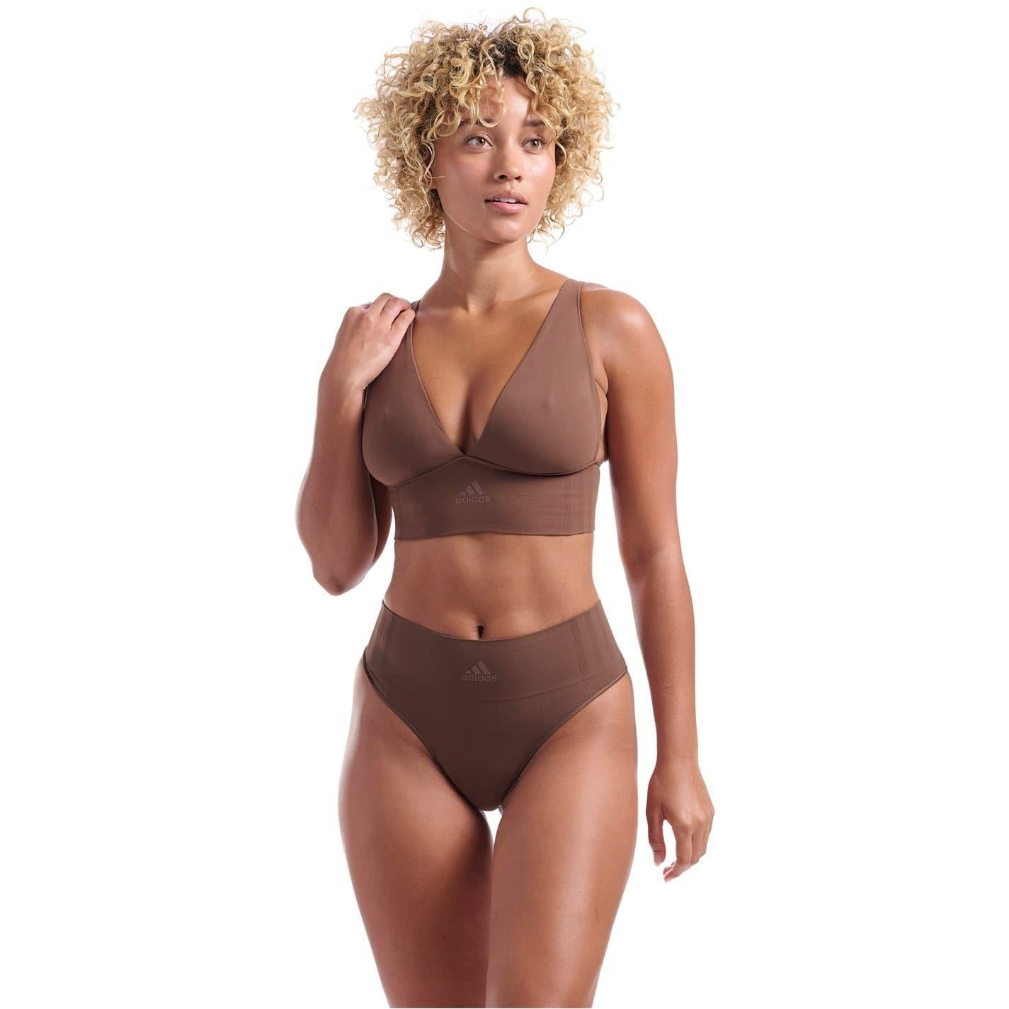 Mocha - Side - Adidas Womens-Ladies Seamless Thong