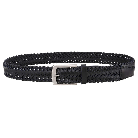 Black - Front - Osprey Mens Dean Plaited Leather Belt