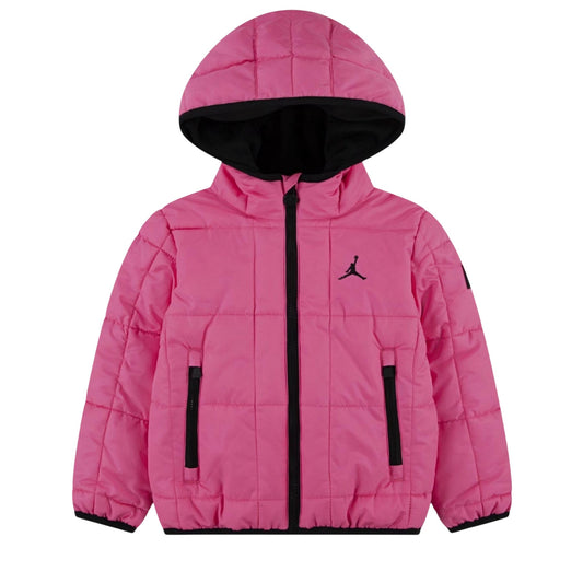 Pink Glow - Front - Nike Childrens-Kids Padded Hooded Regular Puffer Jacket