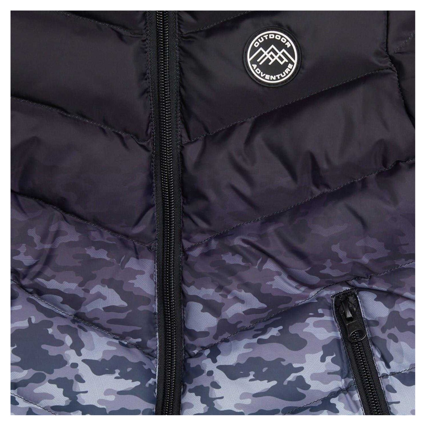 Black Camo - Side - Firetrap Childrens-Kids Ombre Puffer Jacket