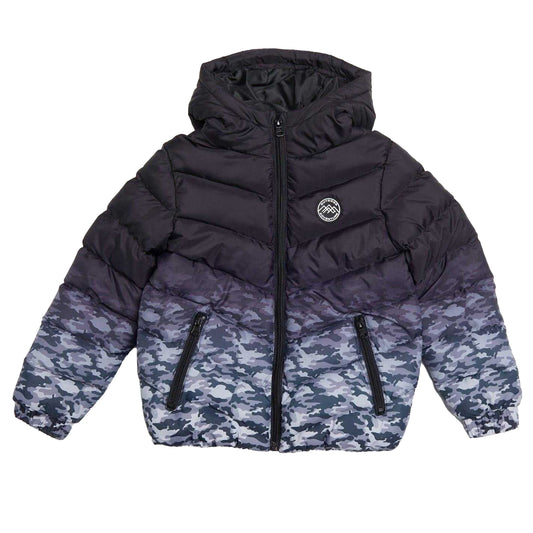 Black Camo - Front - Firetrap Childrens-Kids Ombre Puffer Jacket