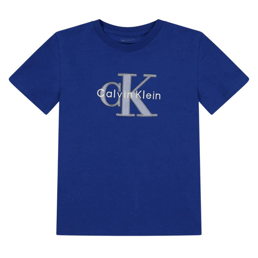 Admiral Blue - Front - Calvin Klein Childrens-Kids Logo Cotton T-Shirt