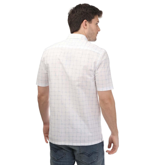 White - Back - Ted Baker Mens Checked Short-Sleeved Shirt