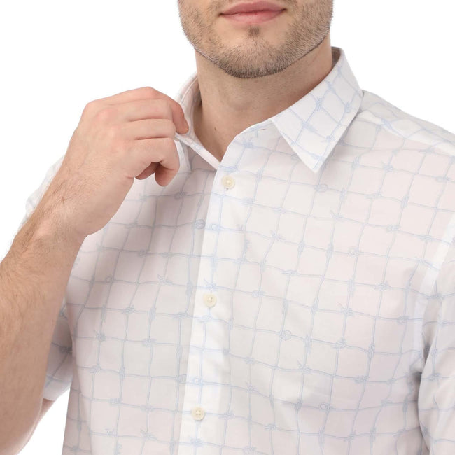 White - Side - Ted Baker Mens Checked Short-Sleeved Shirt