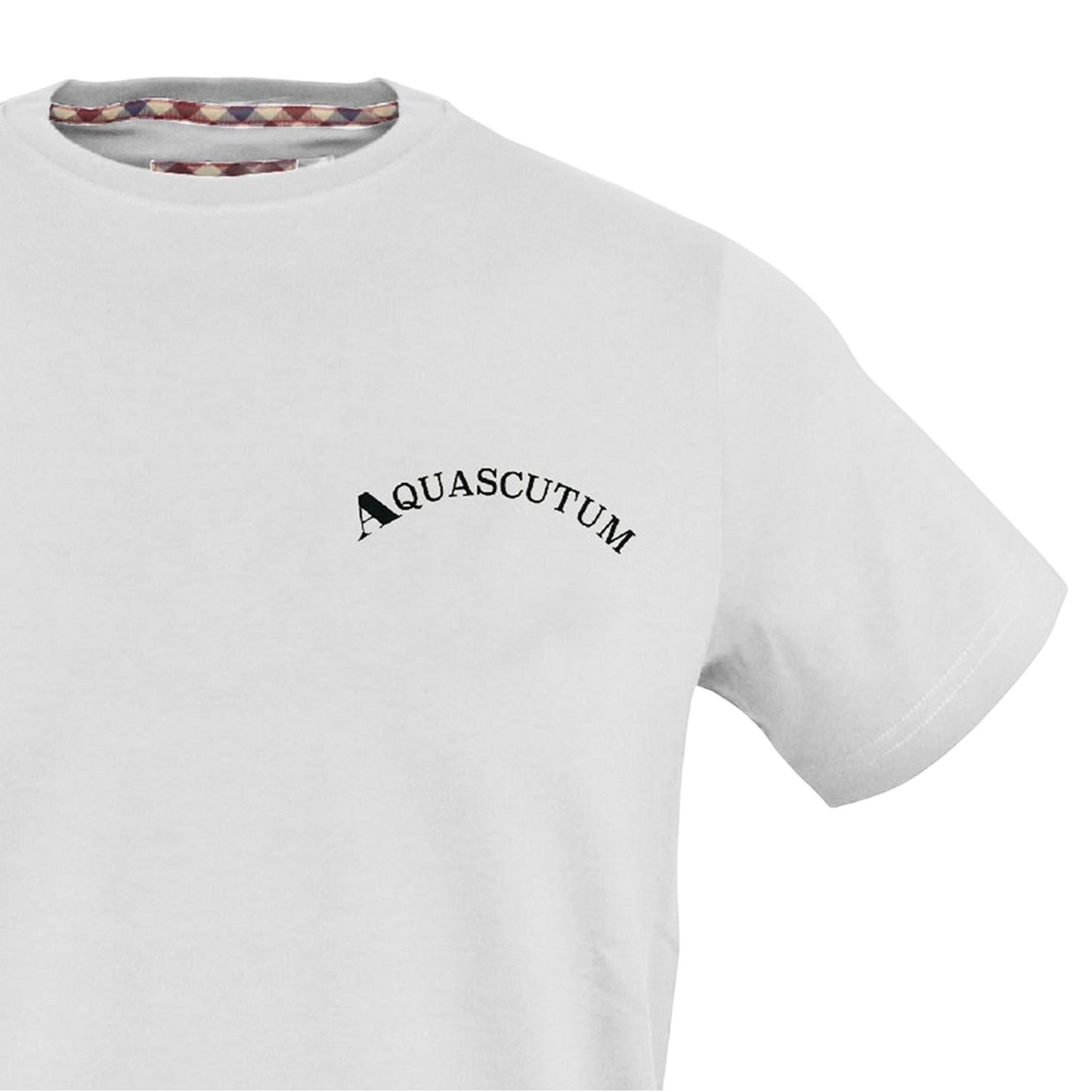 White - Side - Aquascutum Mens Curved Logo Slim T-Shirt