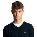 Navy - Side - Lyle & Scott Mens Merino Cotton V Neck Jumper