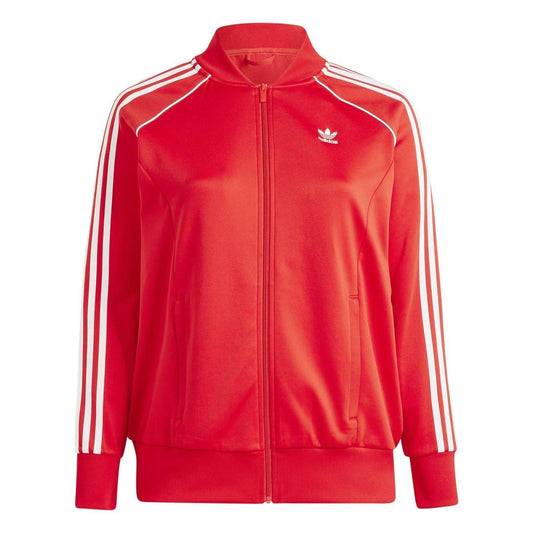 Red - Front - Adidas Womens-Ladies 3 Stripes Track Jacket