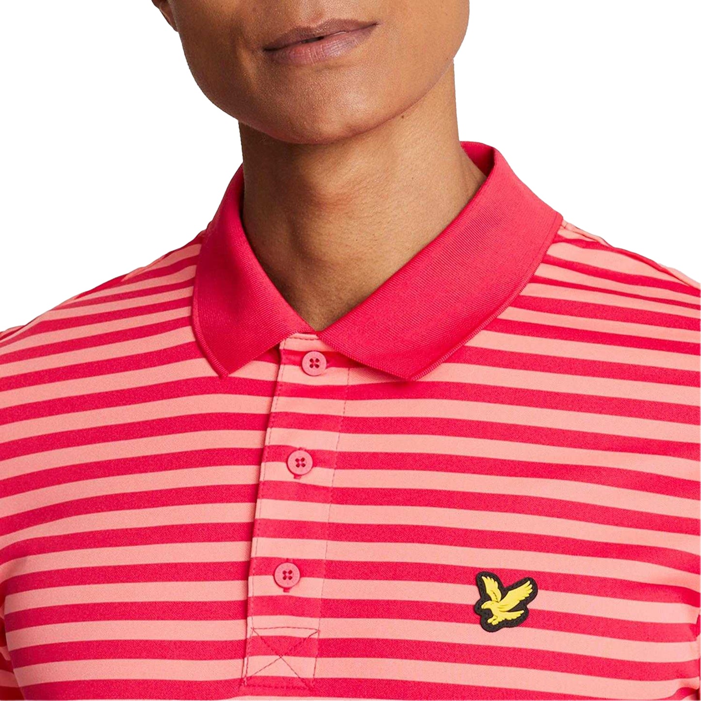 Red - Pack Shot - Lyle & Scott Mens Broad Stripe Golf Polo Shirt