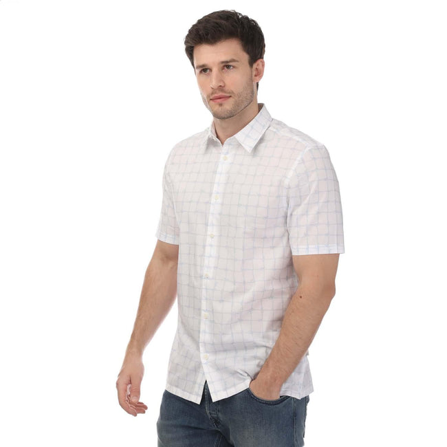 White - Front - Ted Baker Mens Checked Short-Sleeved Shirt
