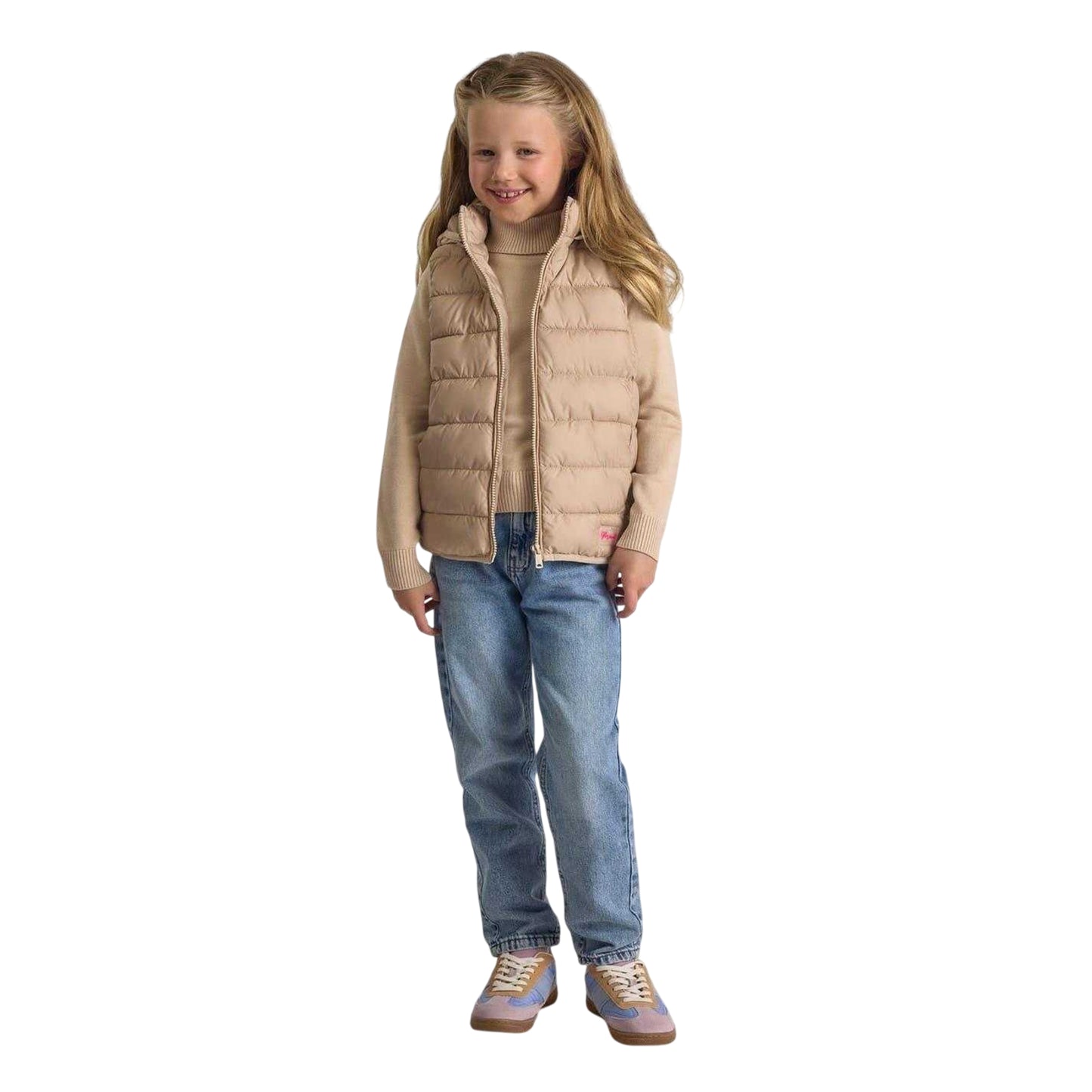 Sand - Lifestyle - Minoti Girls Quilted Detachable Hood Gilet