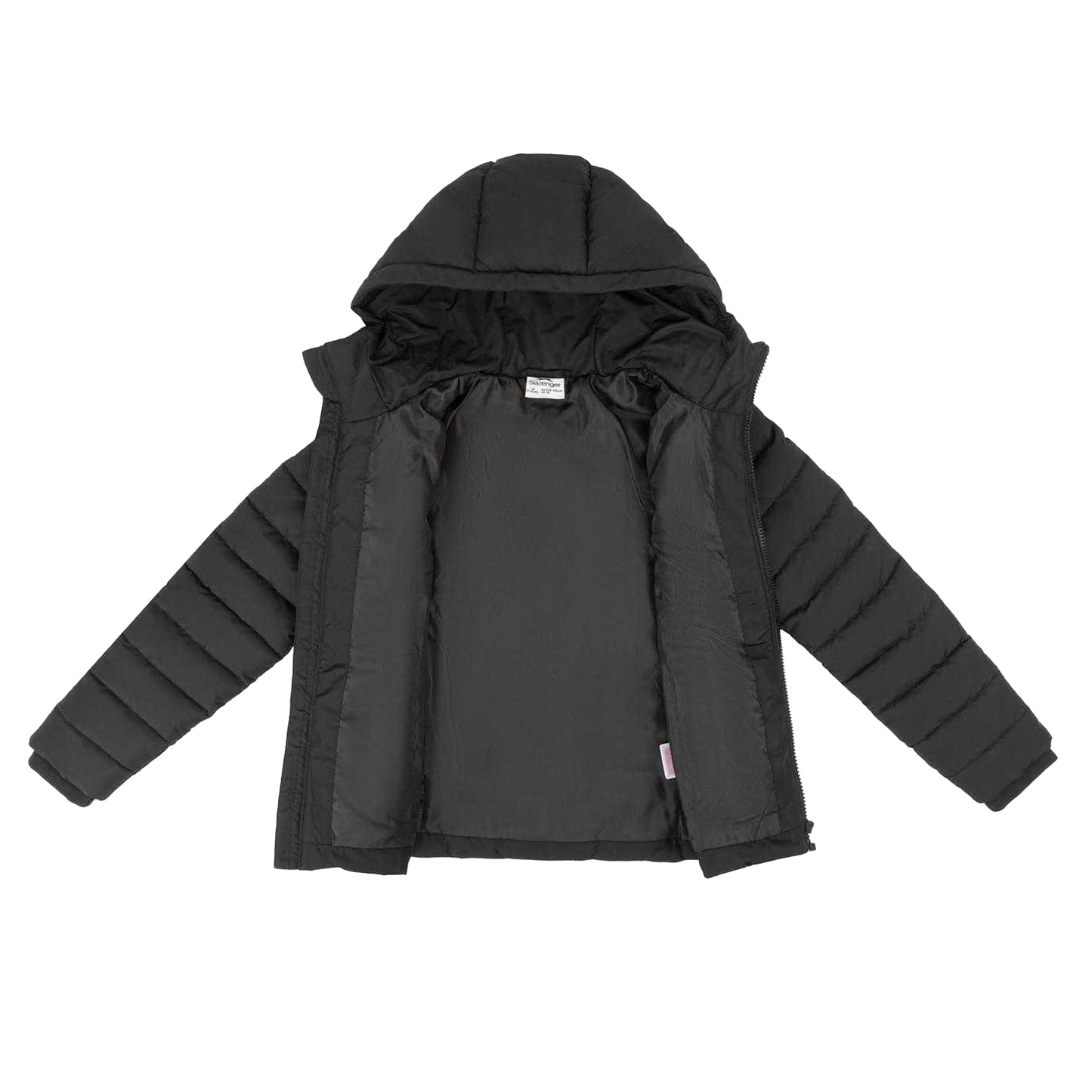 Black - Side - Slazenger Girls Hooded Padded Jacket
