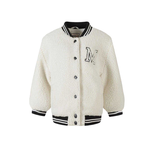 Off White - Front - Minoti Girls Embroidered Borg Jacket