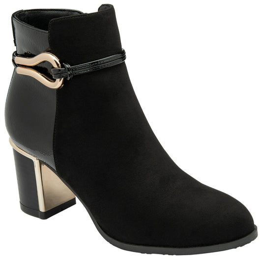 Black - Front - Lotus Shoes Womens-Ladies Ebony Textile Ankle Boots