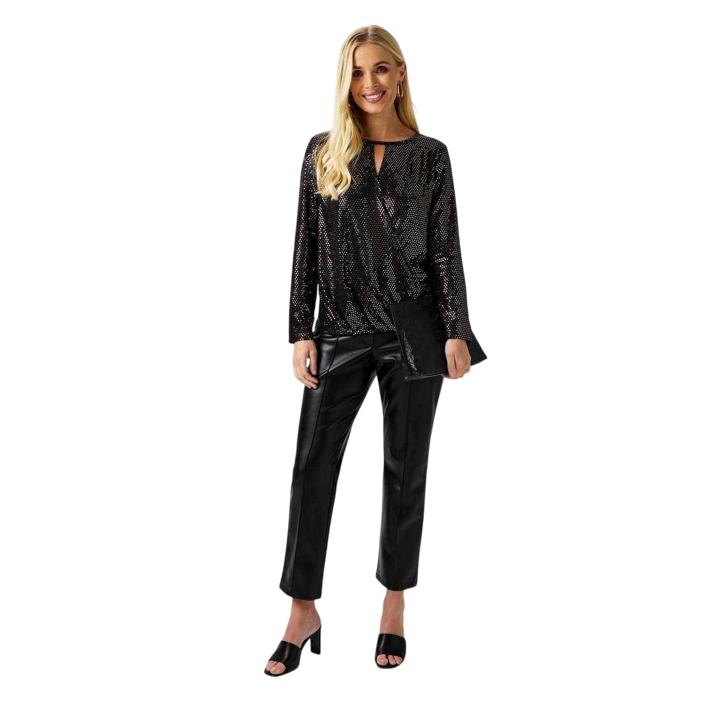 Black - Lifestyle - Biba Womens-Ladies PU Straight Leg Trousers