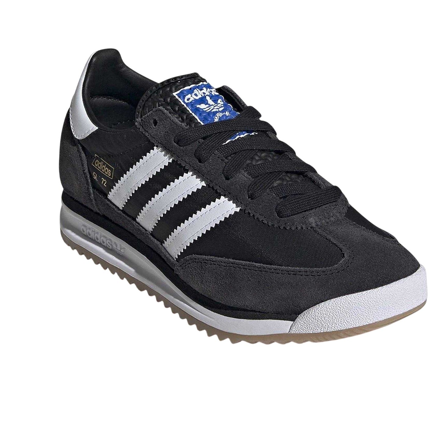 Black-White - Pack Shot - Adidas Childrens-Kids Sl72 Stripes Suede Trainers