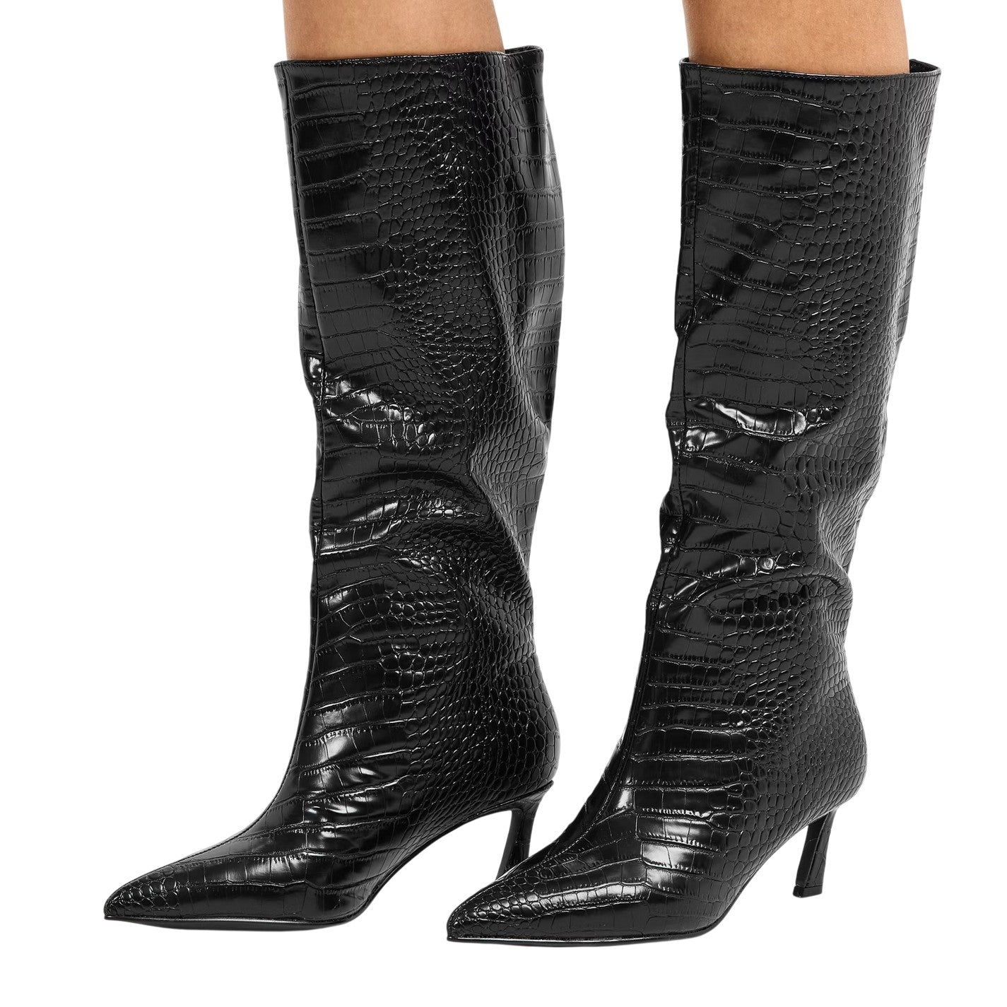 Black - Lifestyle - Steve Madden Womens-Ladies Lavan Leather Flare Heel Knee-High Boots