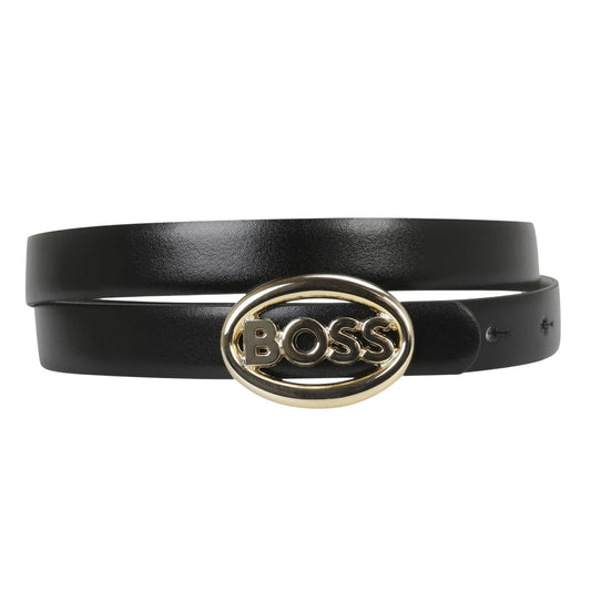 Black - Front - Boss Mens Leather Buckle Belt