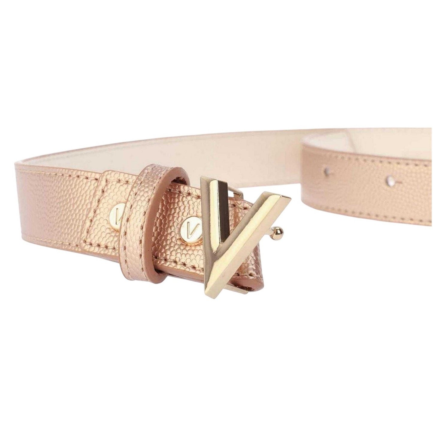 Gold - Lifestyle - Valentino Leather Metal Buckle Belt