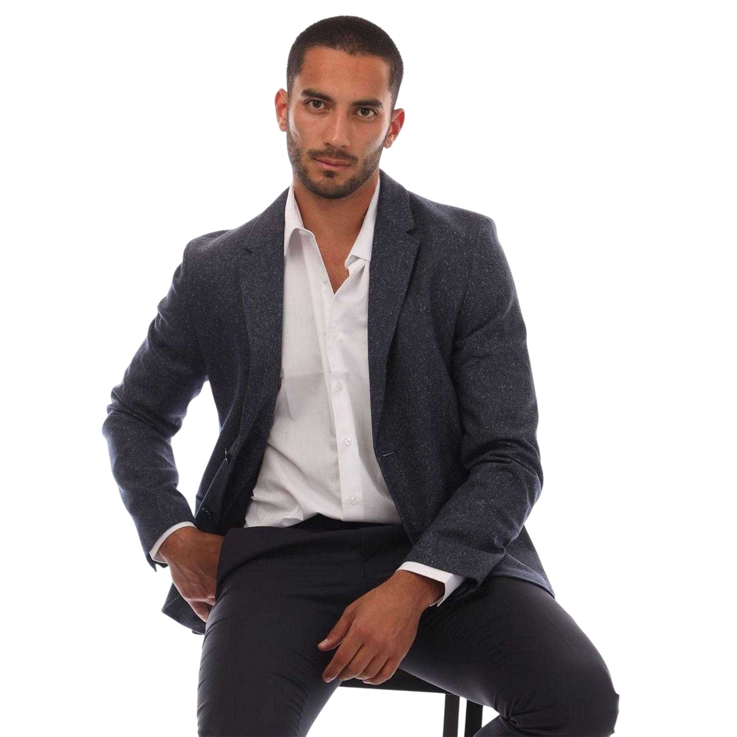 Dark Blue - Lifestyle - Hugo Mens Speckle Slim Blazer