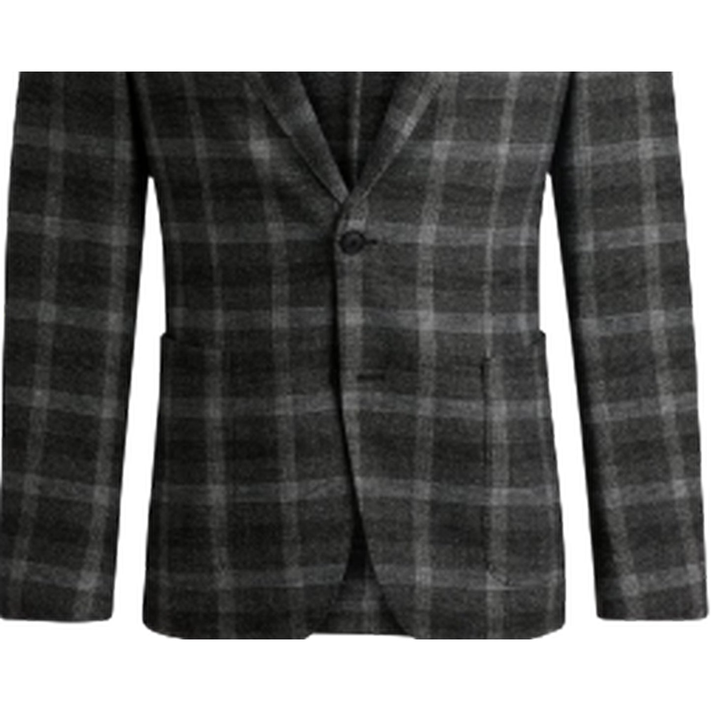Black - Side - Boss Mens Plaid Notch Neck Blazer