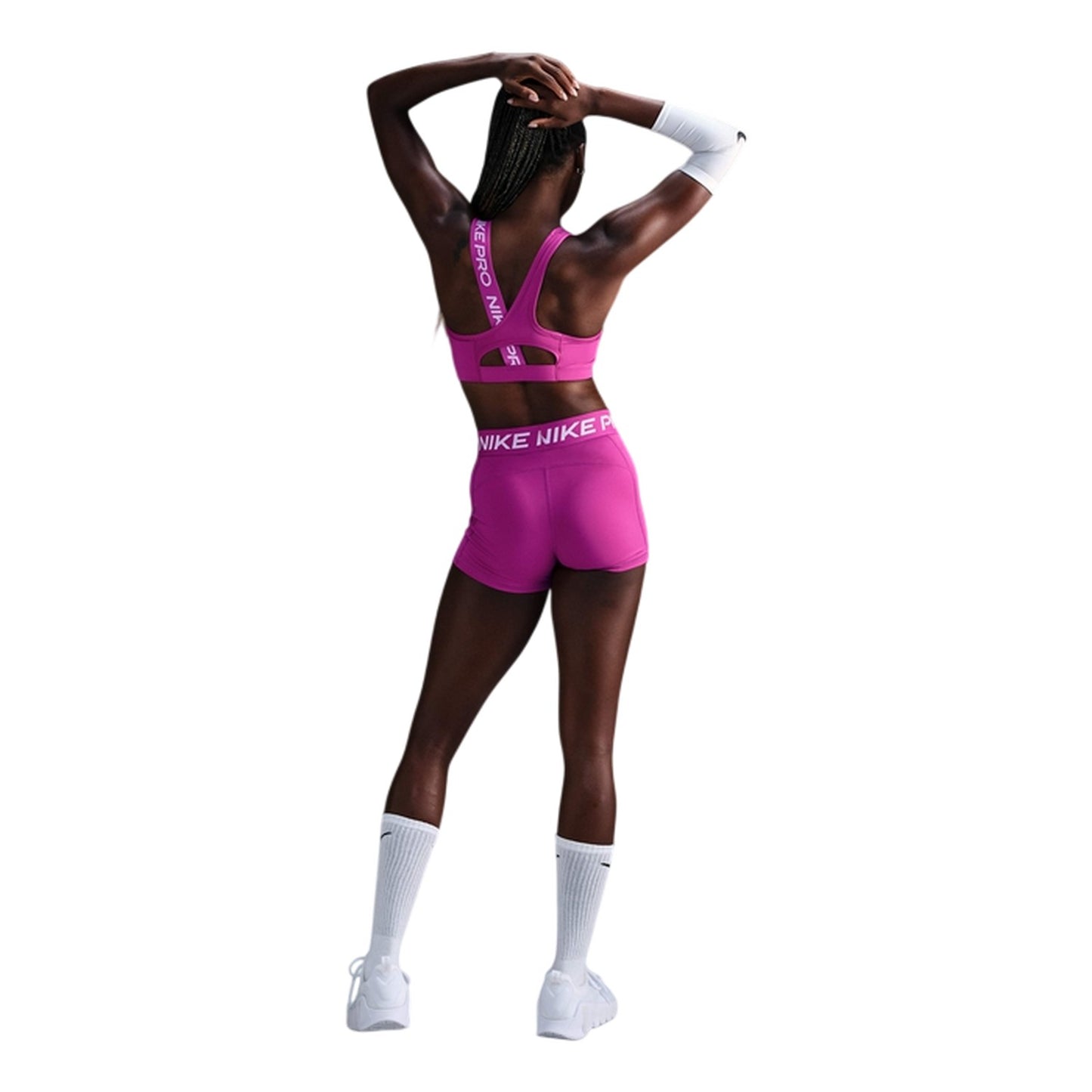 Fuchsia Pink - Pack Shot - Nike Womens-Ladies Swoosh Sports Bra