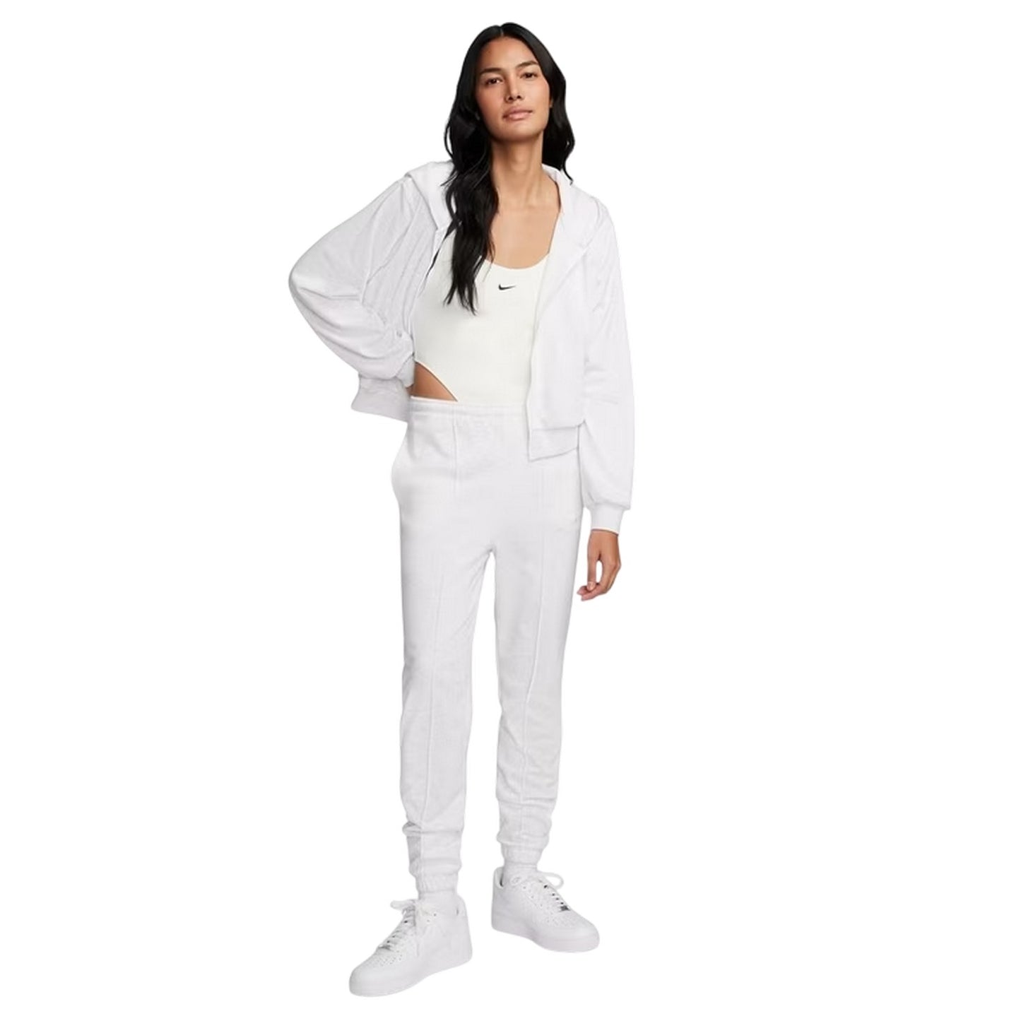 Birch Heather - Pack Shot - Nike Womens-Ladies Chill Plain Full Zip Hoodie