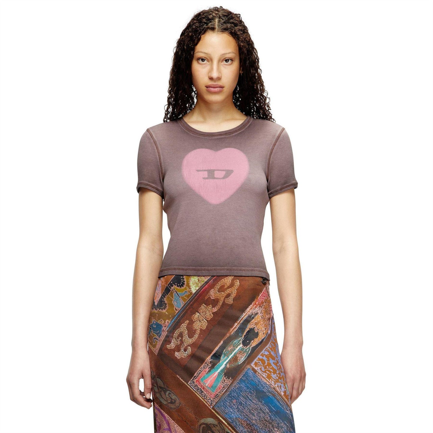 Black - Lifestyle - Diesel Womens-Ladies Heart Logo T-Shirt