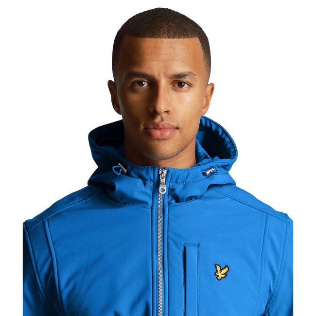 Blue - Side - Lyle & Scott Mens Fleece Lined Soft Shell Jacket