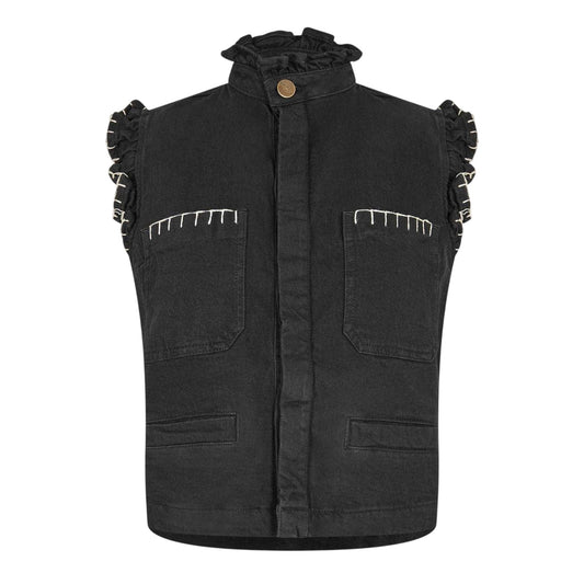 Black - Front - seventy + mochi Womens-Ladies Denim Contrast Stitch Waistcoat