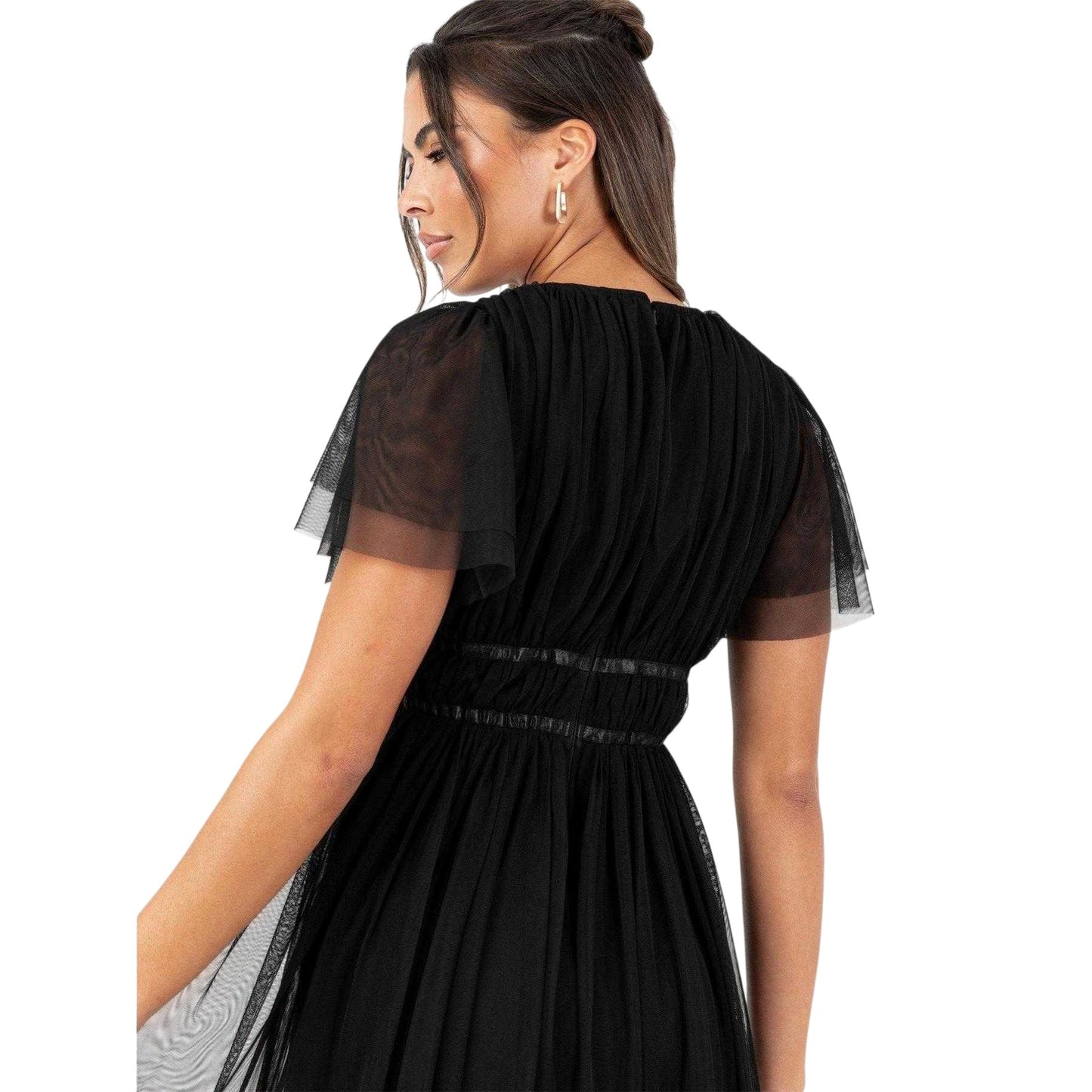 Black - Pack Shot - Anaya With Love Womens-Ladies Ribbon Midi Dress