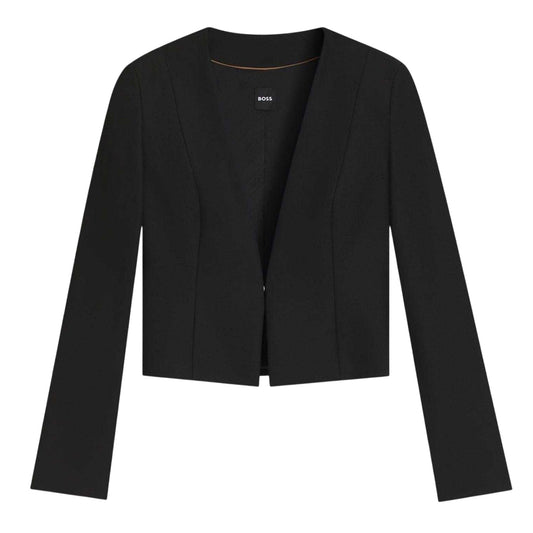 Black - Front - Boss Womens-Ladies Deep V Regular Cropped Blazer