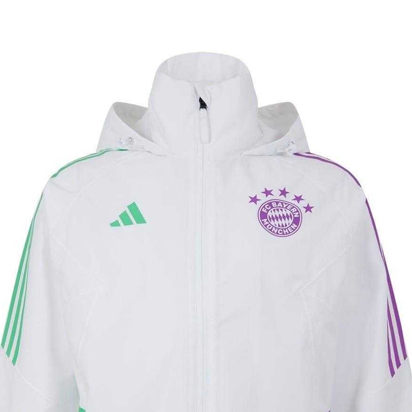 White - Side - Adidas Mens FC Bayern Munich Waterproof Jacket