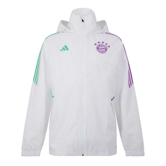White - Front - Adidas Mens FC Bayern Munich Waterproof Jacket