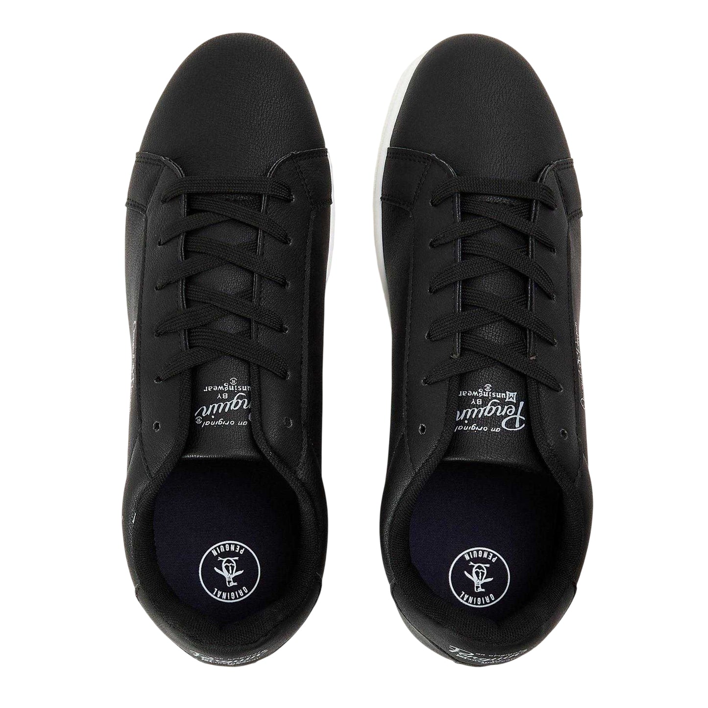 Black - Side - Original Penguin Mens Logo Trainers