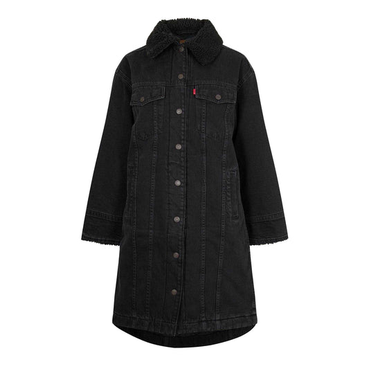 Black - Front - Levis Womens-Ladies Padded Denim Padded Trucker Jacket