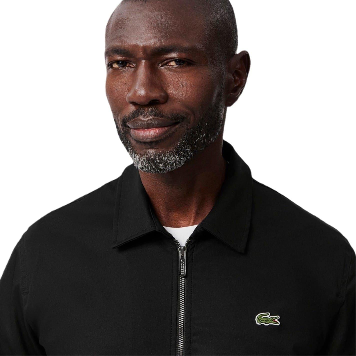 Black - Side - Lacoste Mens Logo Bomber Jacket