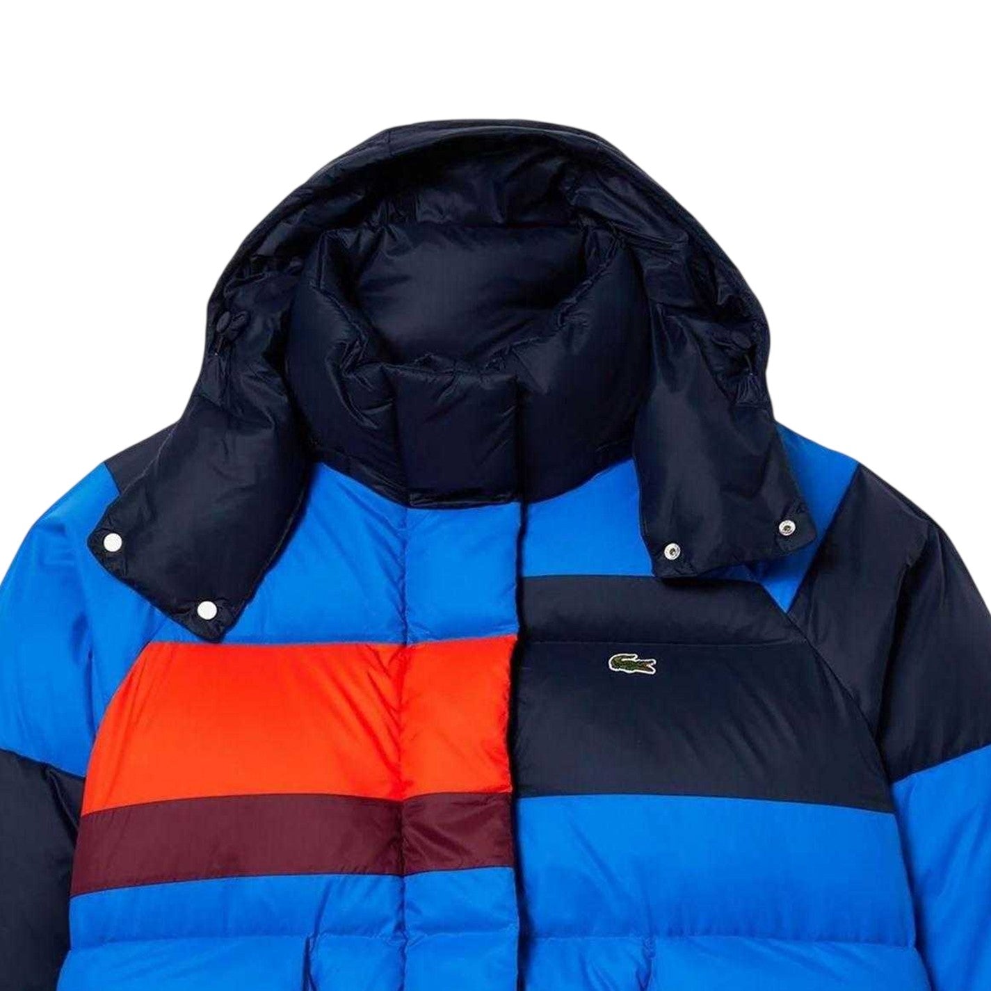 Navy - Side - Lacoste Womens-Ladies Detachable Hood Puffer Jacket