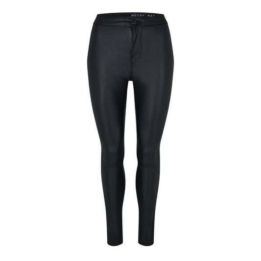 Black - Front - Noisy May Womens-Ladies Coated High Waist Trousers
