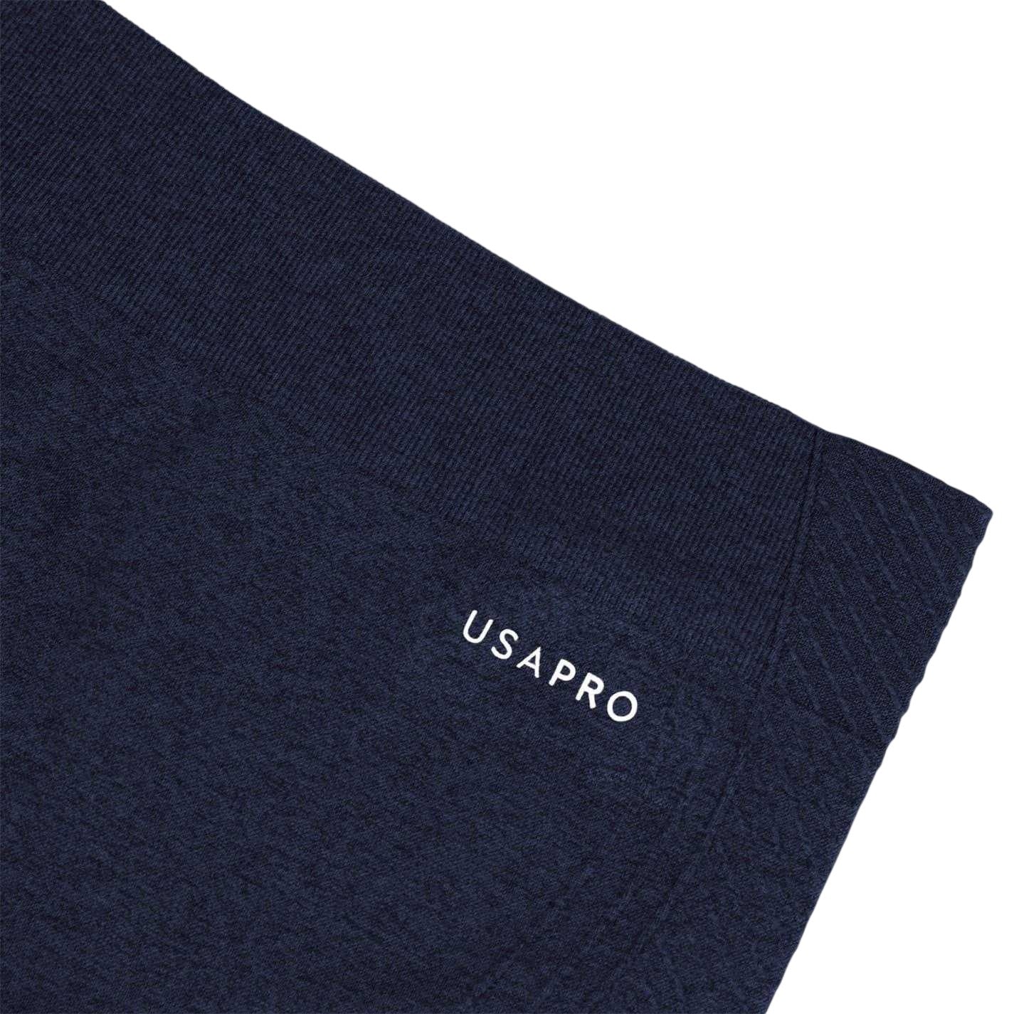 Navy - Side - USA Pro Childrens-Kids Seamless Tight Leggings