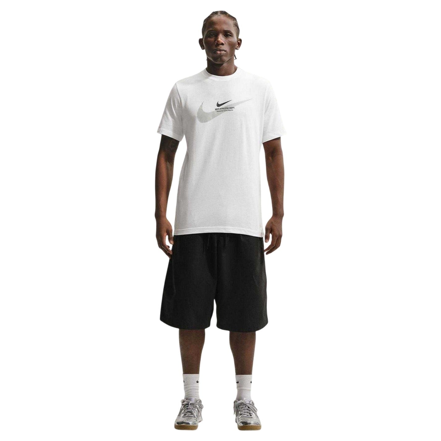 White - Lifestyle - Nike Mens Swoosh Large Logo T-Shirt
