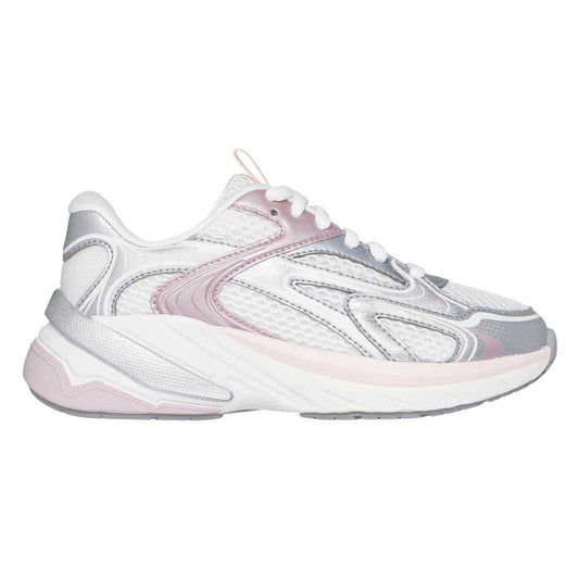 Silver-White - Front - Skechers Childrens-Kids Slip-on Trainers