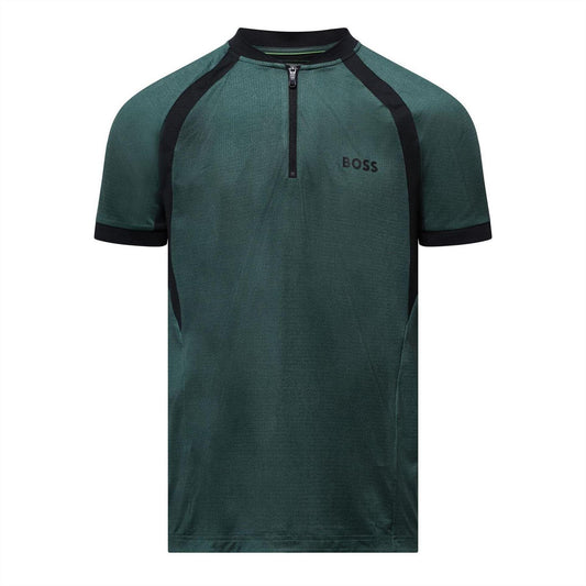 Green - Front - Boss Mens PL_TOC Matchball Jersey Slim Polo Shirt
