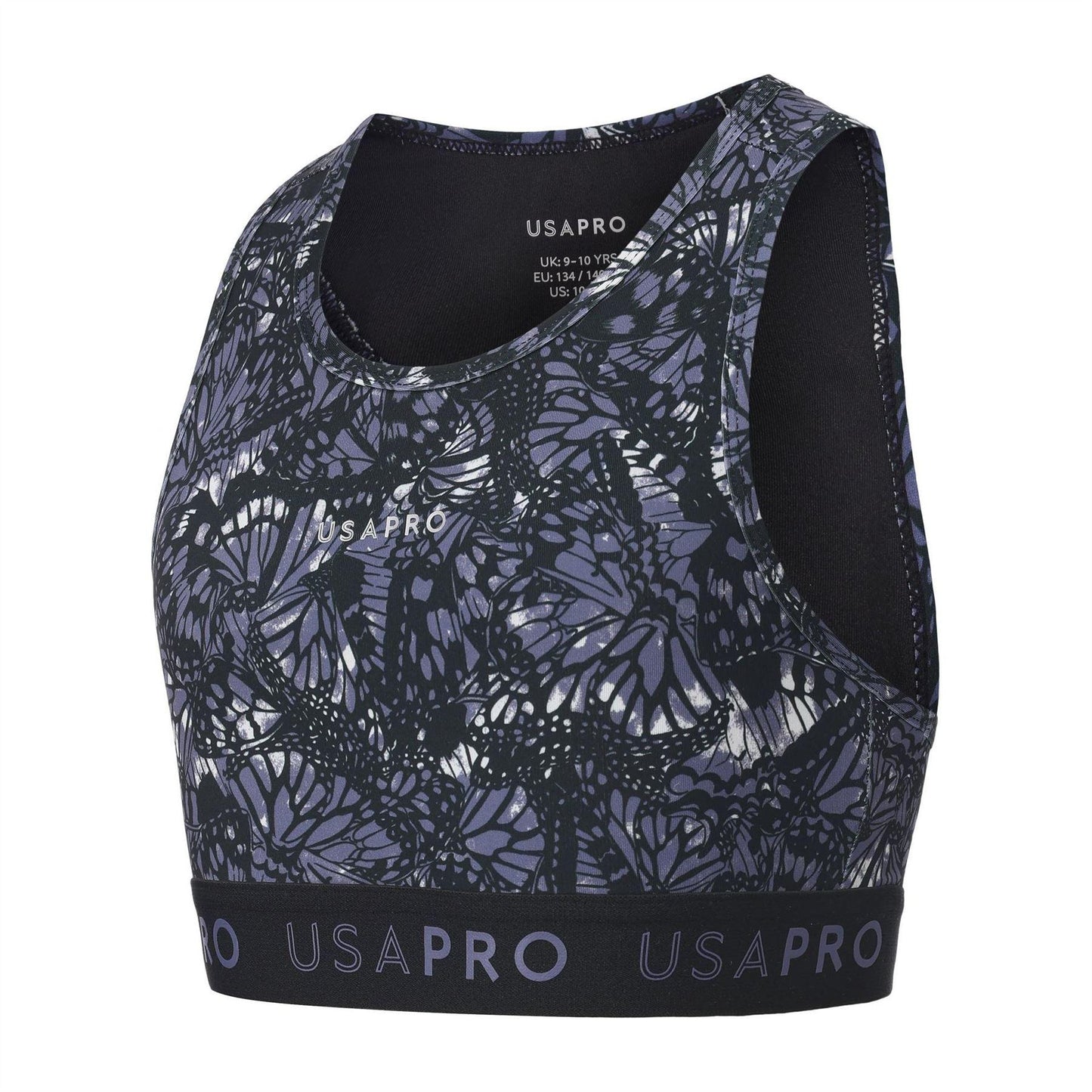 Black-Butterfly Green - Side - USA Pro Girls Crop Crop Top
