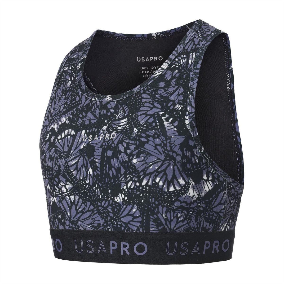Black-Butterfly Green - Side - USA Pro Girls Crop Crop Top