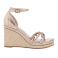 Rose Gold - Back - Dune London Womens-Ladies Khai Embellished Plaited Wedge Sandals