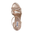 Rose Gold - Side - Dune London Womens-Ladies Khai Embellished Plaited Wedge Sandals