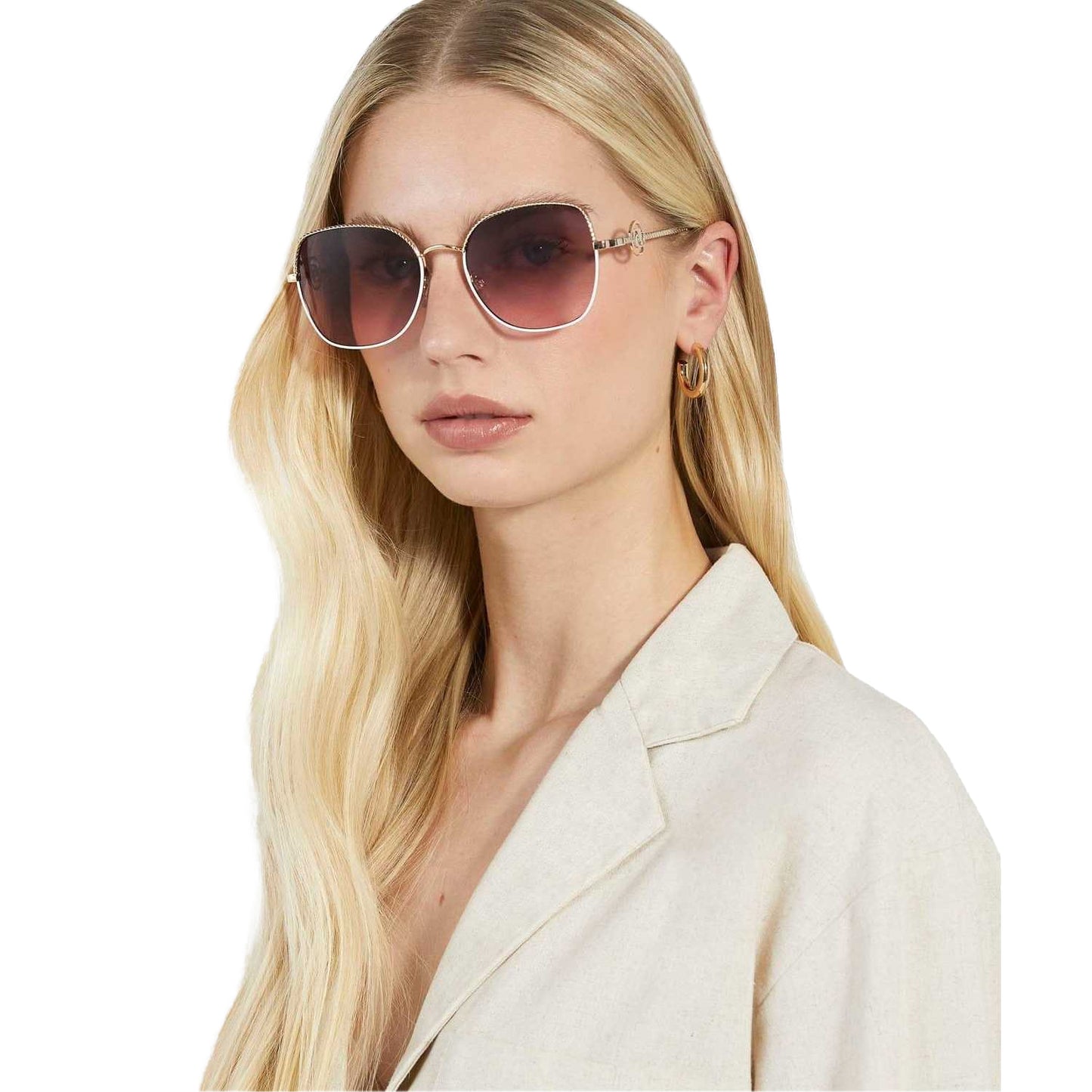 Gold-Light Pink - Pack Shot - Dune London Gilded Metal Frame Sunglasses