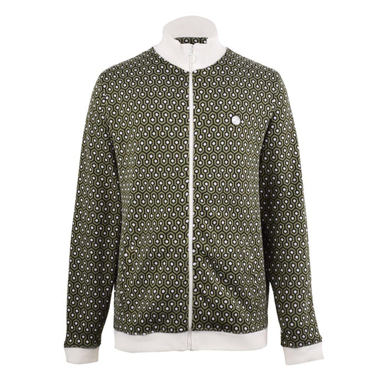 Green - Front - Pretty Green Mens Geometric Zip Neck Track Jacket