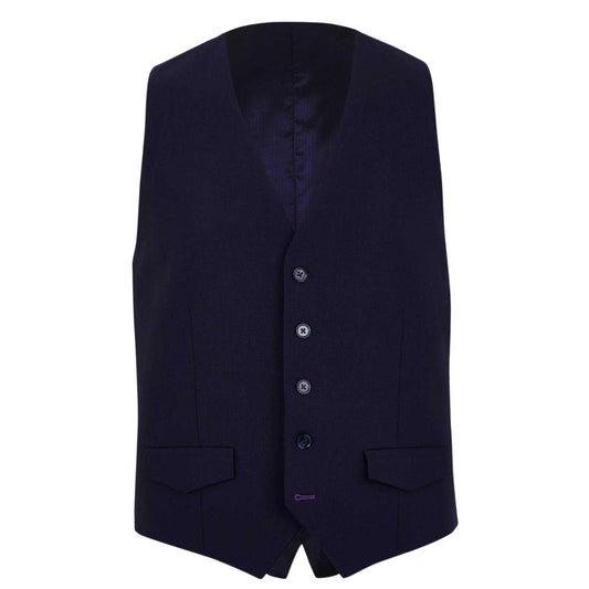Navy - Front - Without Prejudice Mens Italian Slim Sleeveless Waistcoat