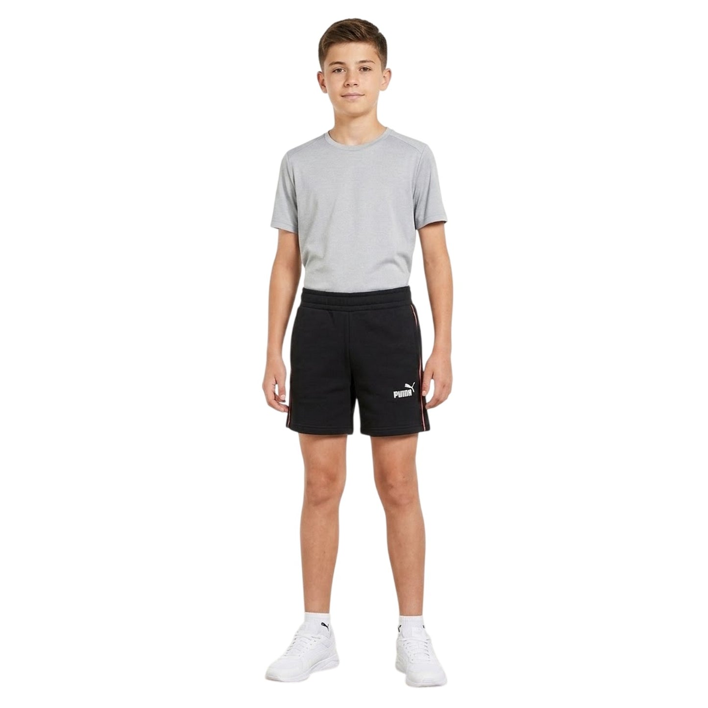 Puma Black - Side - Puma Childrens-Kids Woven Sweat Shorts